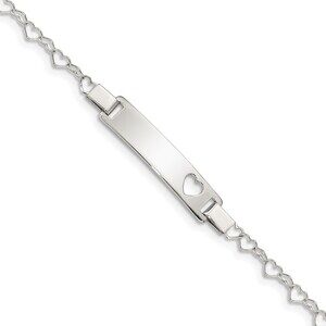 Kazi Luxury Sterling Silver Heart  ID Bracelet